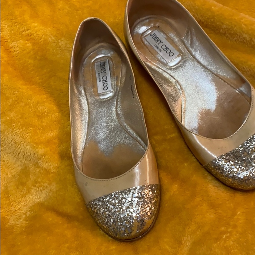 Jimmy Choo glitter toe flats